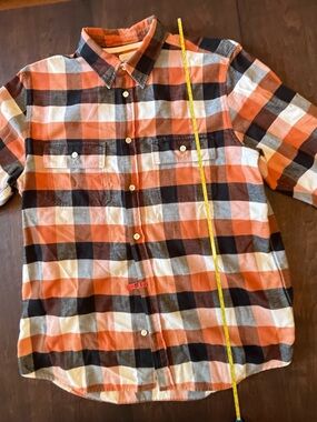 Norse Projects Kids Orange Black White Plaid Button-Down Shirt